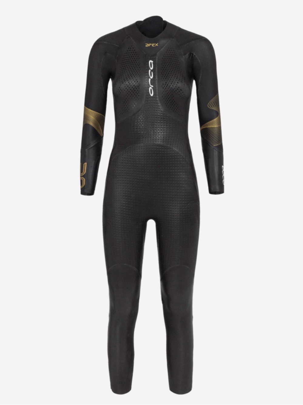 Apex Women's Full-Body Swim Wetsuit - Black with Gold Accents